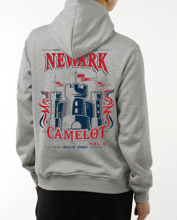 Camelot heather gray hoodie back
