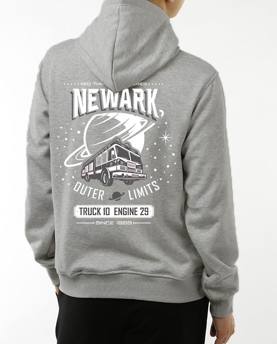 Outer Limits heather gray hoodie back